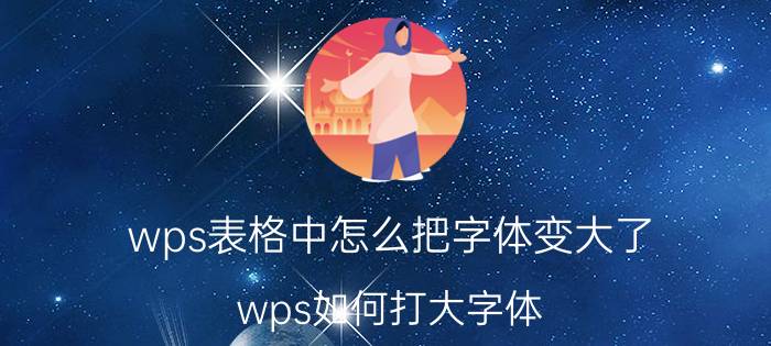 wps表格中怎么把字体变大了 wps如何打大字体？